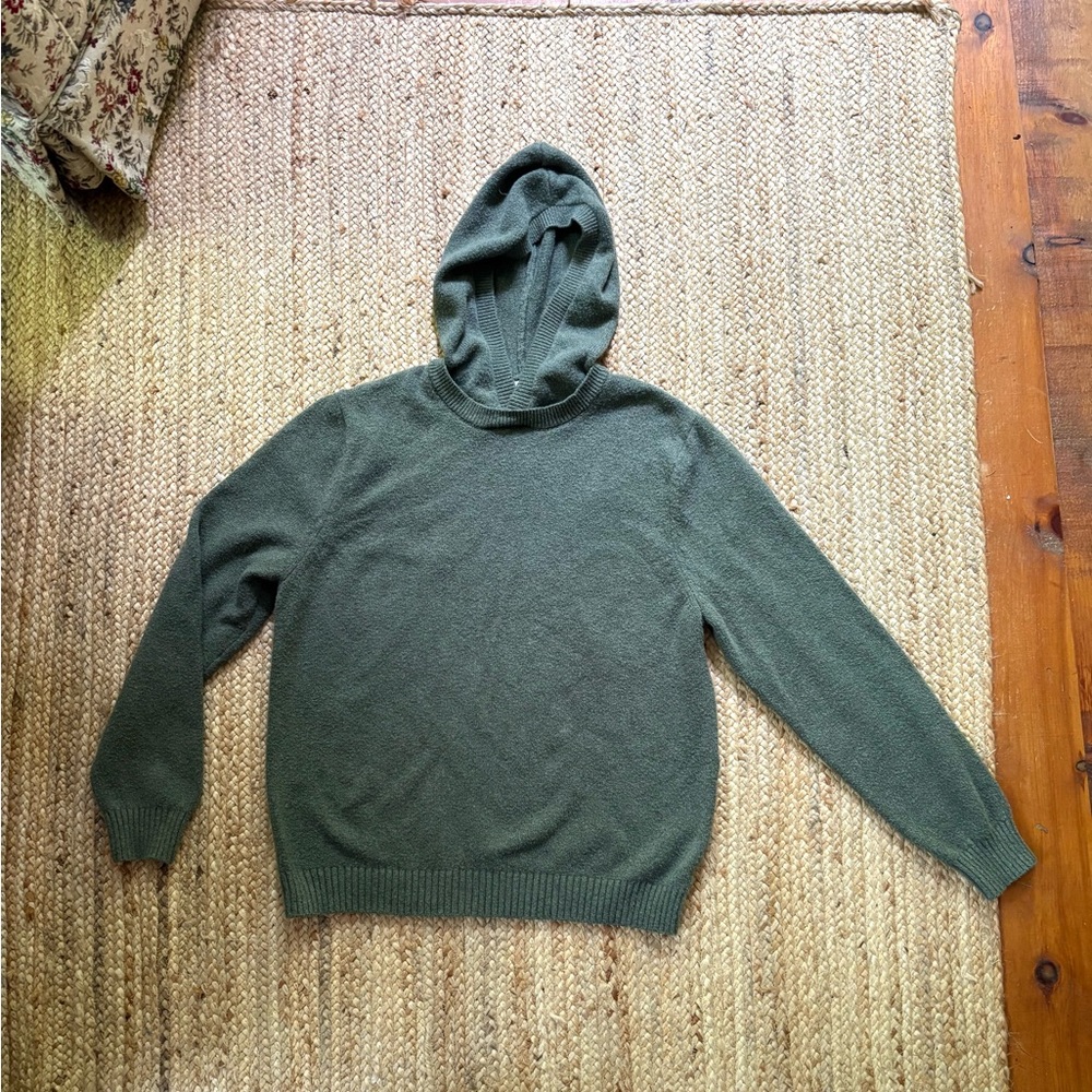 Goodfellow & Co Cozy Knit Men's Green Pullover Hoodie Sweater Size Large